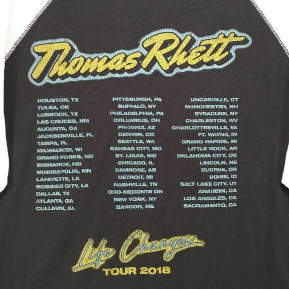 Thomas Rhett Mens 2018 Tour T-Shirt Black Large Crew Neck 3/4 Sleeve Knit - Picture 9 of 14